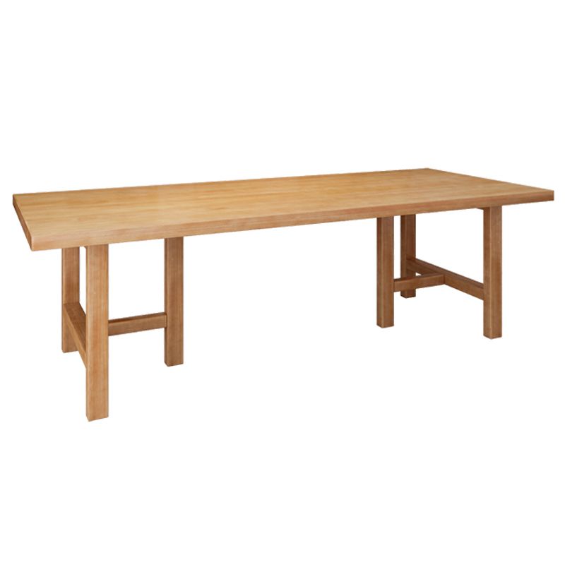 Eenvoudige keuken rechthoek eettafel massief hout kaki eettafel met dubbele voetstukbases
