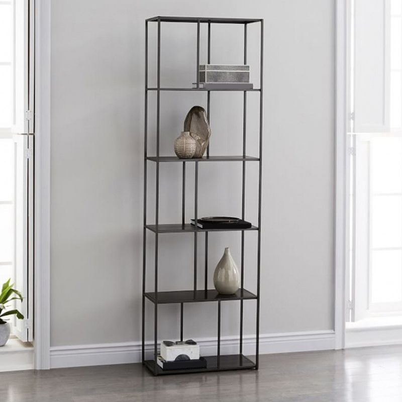 Modern Open Back Standard Bookshelf Metal Bookcase for Study Room
