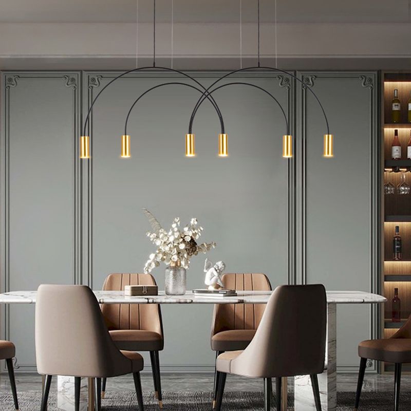 Modern Kitchen Island Lighting Cylinder Island Light Metal Island Lamps in Black and Gold