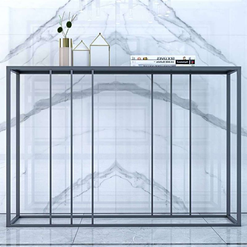 Contemporary Iron Console Sofa Table Rectangle Black End Table for Hall