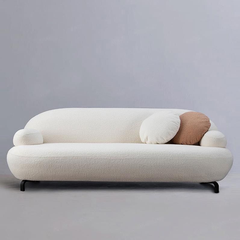 Recessed Arm Sofa Contemporary Wool 29.52-Inch High Sofa in Whit
