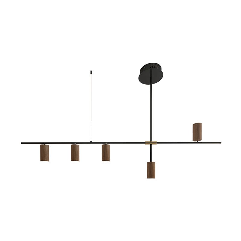 Wood Island Ceiling Light Contemporary Island Lighting in Brown Finish