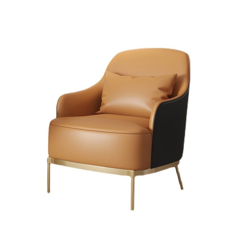 Transitional Sewn Pillow Back 4 Legs Chair Upholstered Recessed Arms Chair