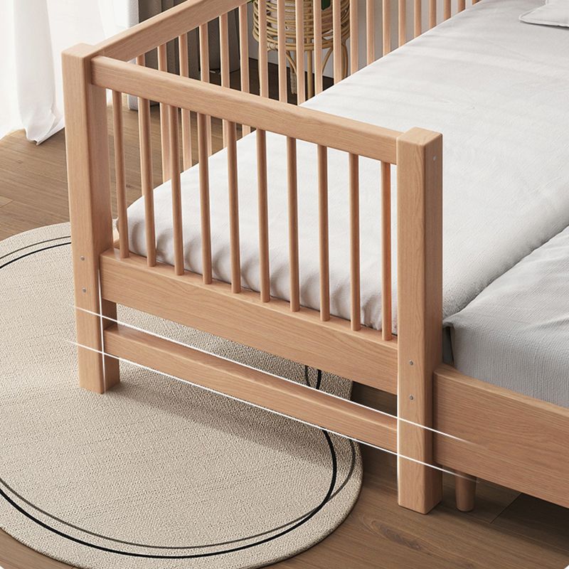 Farmhouse Nursery Bed Solid Wood Baby Crib with Guardrails and Mattress