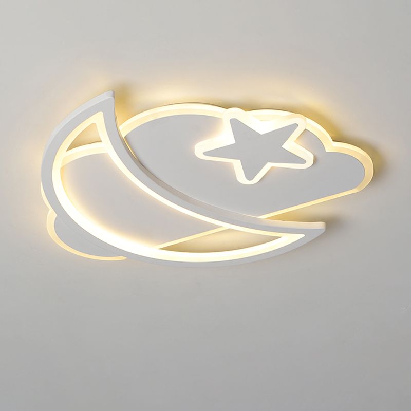 Moon Night Sky Ultrathin Ceiling Lighting Nordic Acrylic White LED Flush Mounted Light for Bedroom