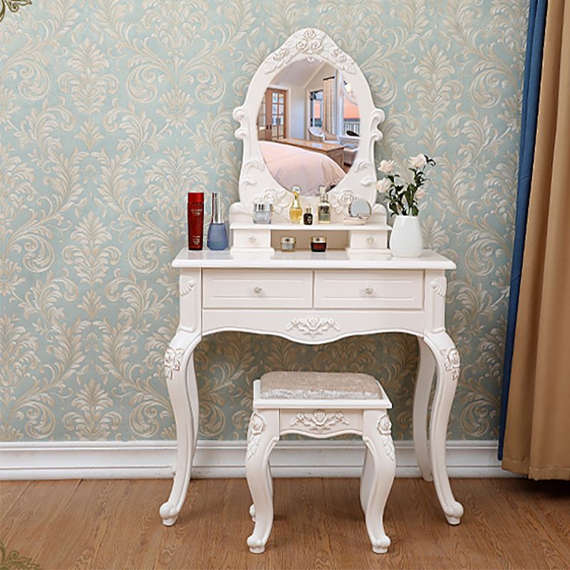 Victorian Bedroom With Drawer Mirror Solid Wood Makeup Vanity Set