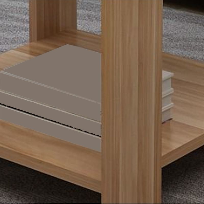 Square Wood 4 Legs End Table Shelf Included Sofa Accent Side Table
