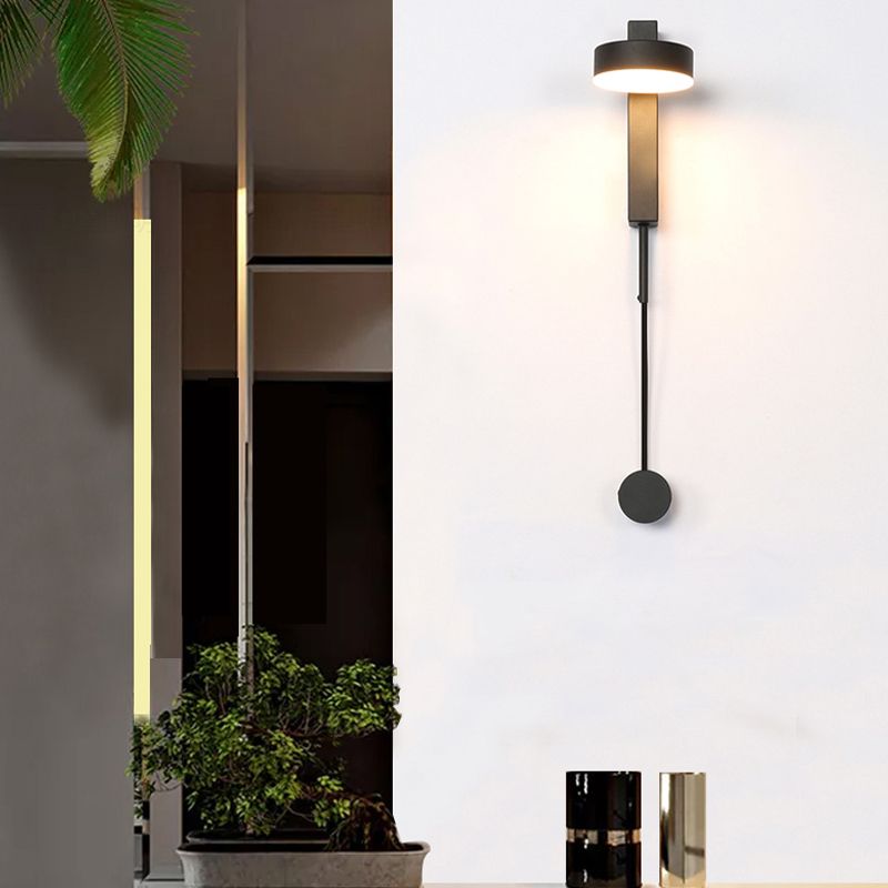 Round Shade Metal Wall Sconce Modern Style 1 Light Wall Mount Light Fixture