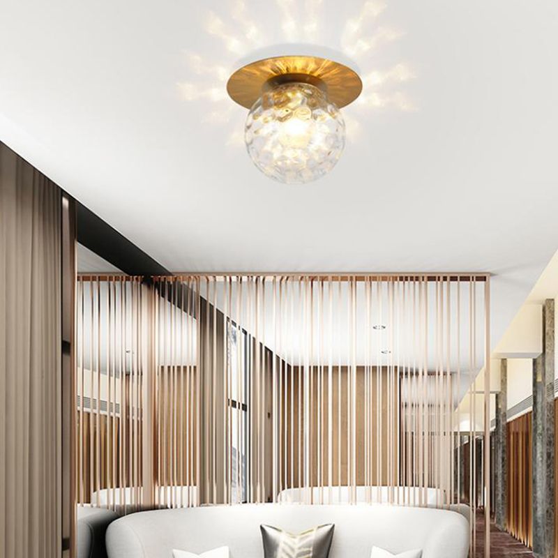 Modern Concise Globe Flush Mount Lacquered Iron Ceiling Light with Glass Shade