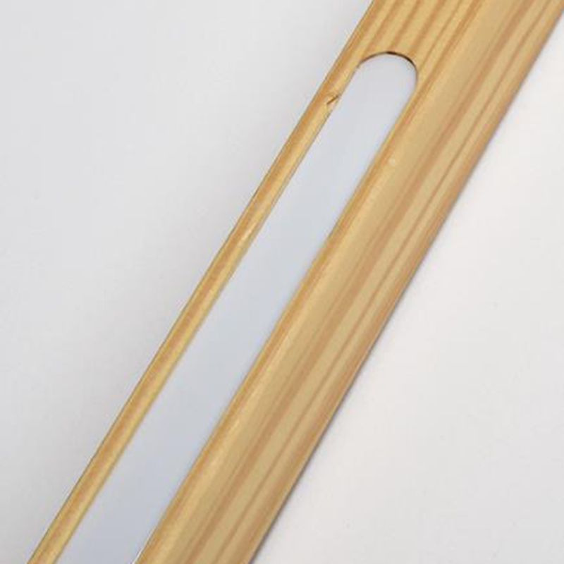 Solid Wood Rod Pendant Lighting Simplicity Beige LED Island Ceiling Light for Diner