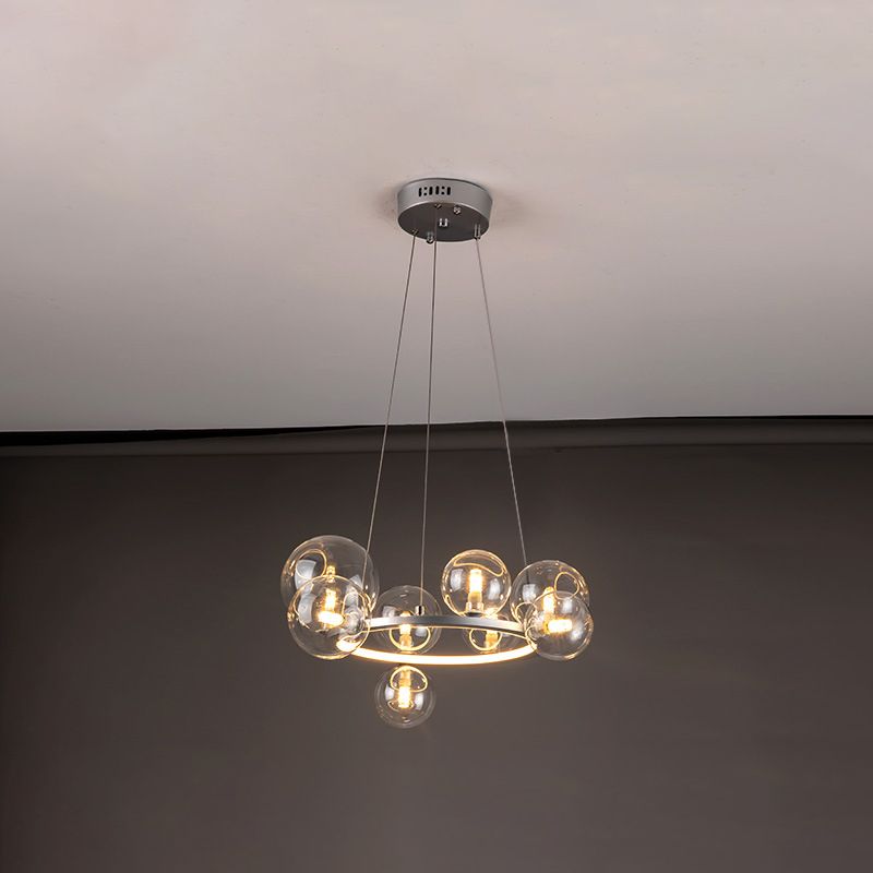 Globe Chandelier Light Fixture Modern Clear Glass Pendant Lighting for Restaurant