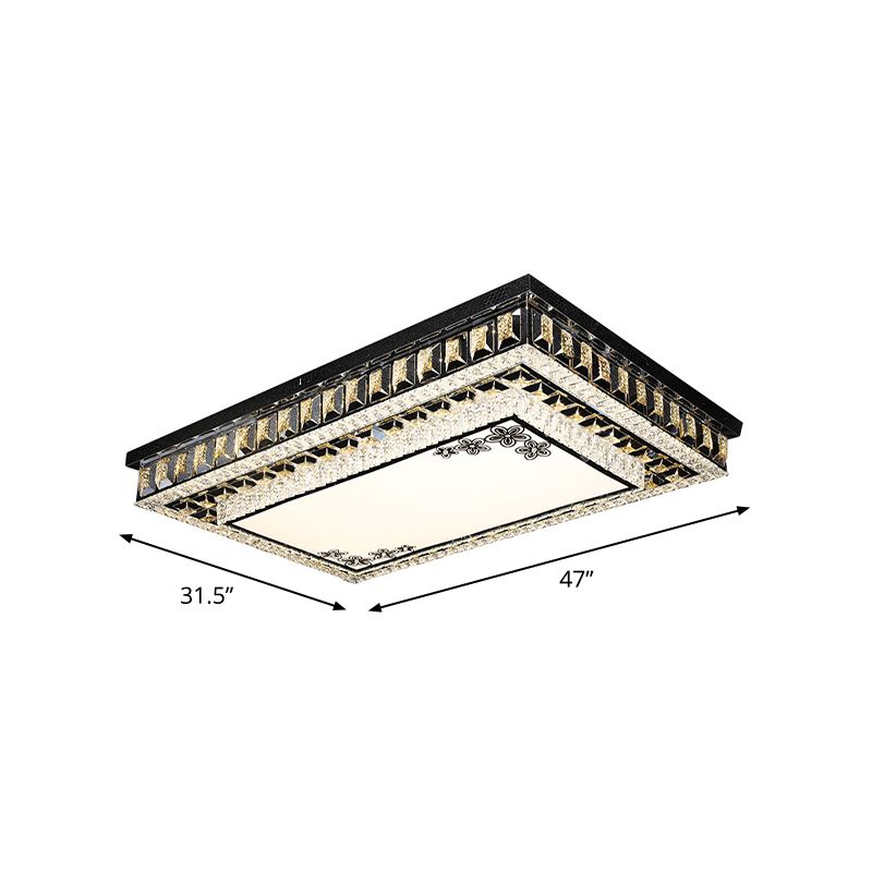 Inserito Cristallo Nero Flush Light Rettangolare LED Flush Monte Massimale Luce