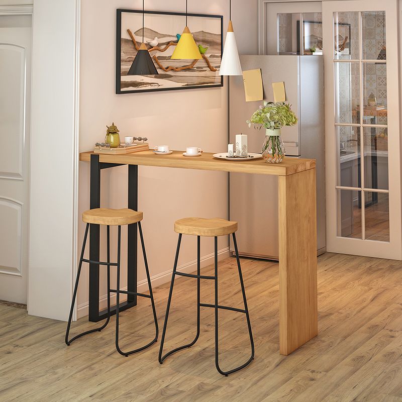 Indoor Modern Rectangle Counter Set 1/2/3 Pieces Solid Wood Table and Stool Set