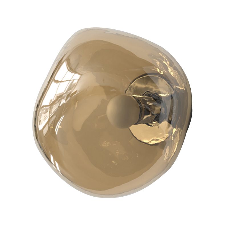 Unique 1 - Light Wall Light Fixture Modern Glass Wall Sconce in Sliver / Amber