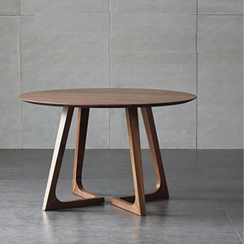 Round Double Base Dining Table Modern Pine Wood Table for Kitchen