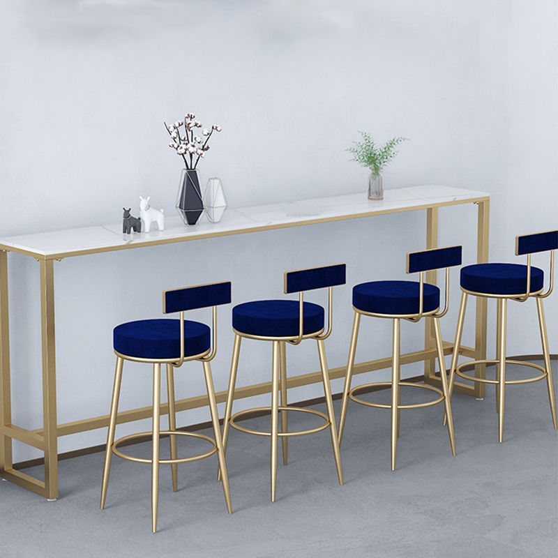 Contemporary Style Upholstered Counter Stool Bar-height Bar Stool with Metal Legs