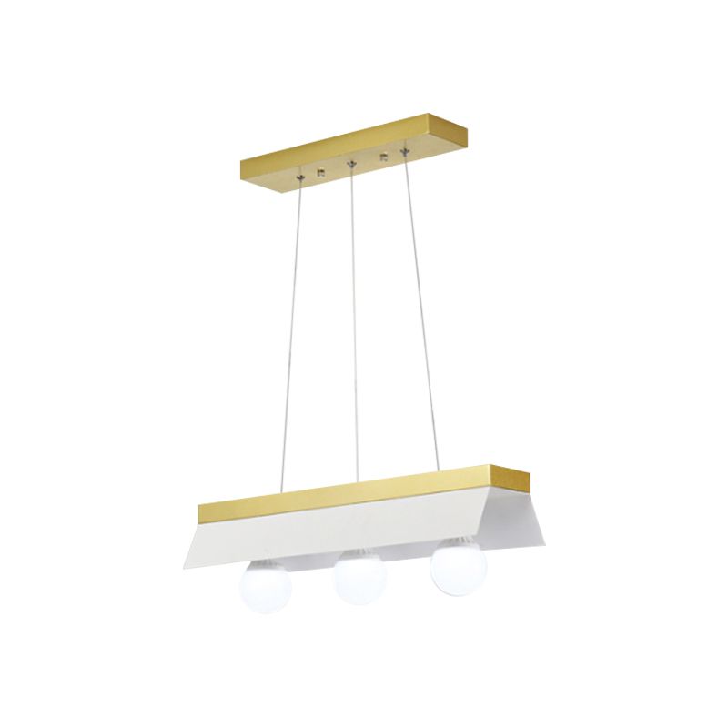 Black/White Shade Billiard Light 3/5 Lights Modern Wood Island Lighting for Restaurant