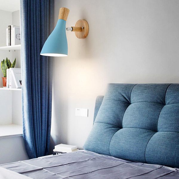 Lampe murale à corne de bois en métal macaron 1 lumière légère lumière pour le salon chambre enfant