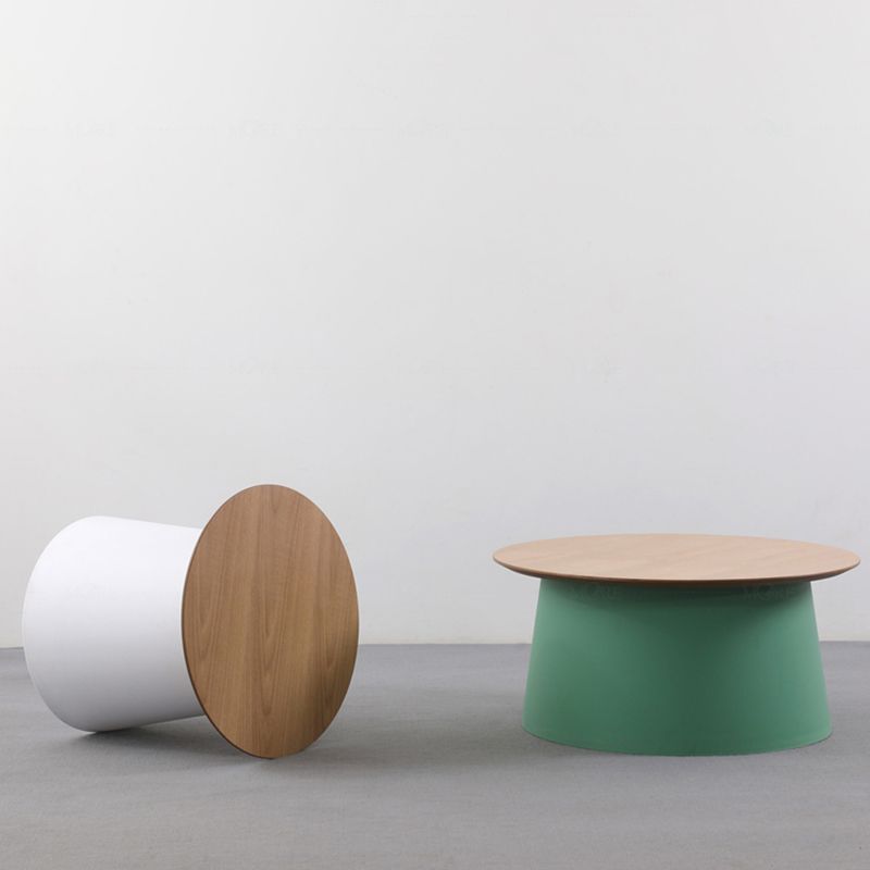 Modern Style Plastic Craft Drum-shaped Base Design Round Coffee Table