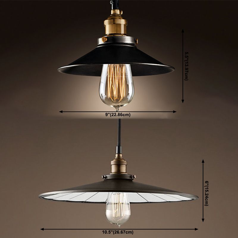 Black Tapered Bar Pendant Light in Industrial Retro Style Wrought Iron Hanging Lamp