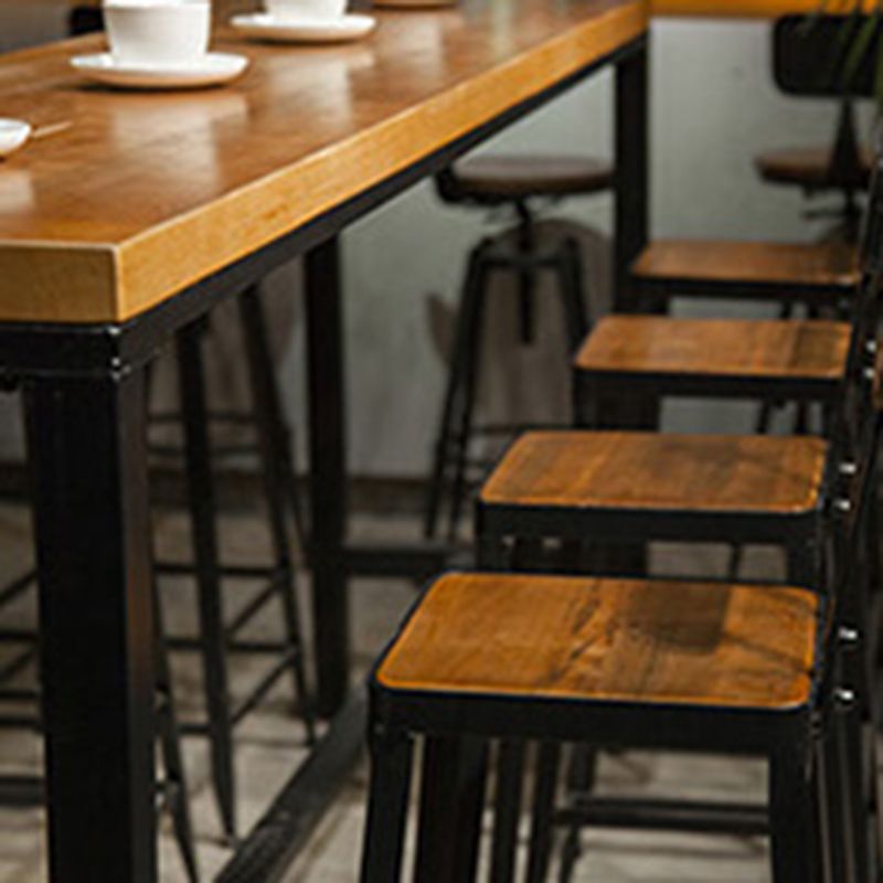 Rectangular Bar Height Table Black Legs and Metal Base Bar Table