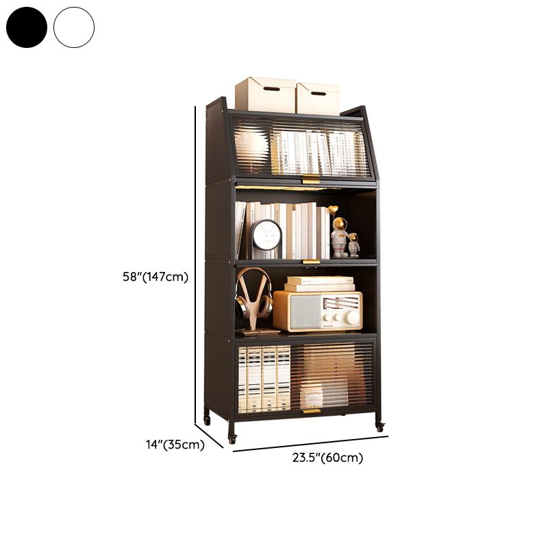 Standard Bookcase Metal Glam Closed Back Bookshelf with Shelves