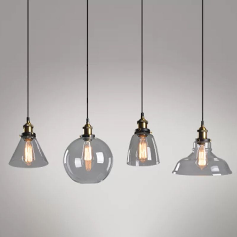 Retro Industrial 1 Lámpara de luz Lámpara de lámpara Alezo a mano iluminación colgante de vidrio para sala de estar