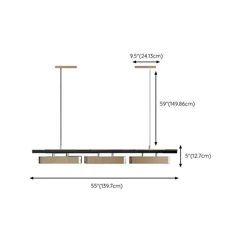Modern 2/3/4-Light Black Ceiling Light Metal Kitchen Island Lighting for Dining Room