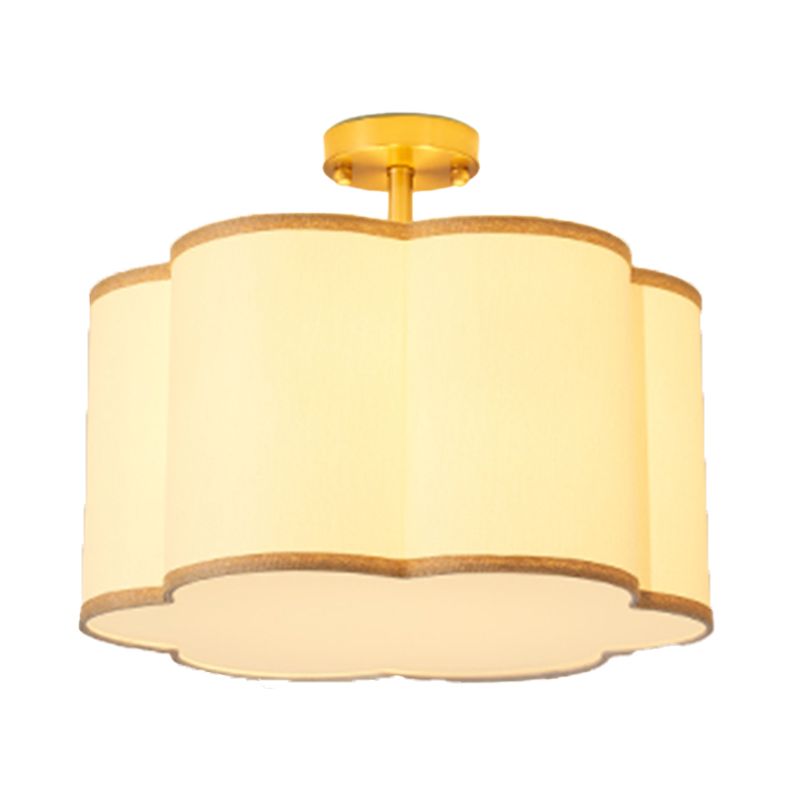 American Style Ceiling Light Geometry Shape Ceiling Lamp with Fabric Shade for Living Room