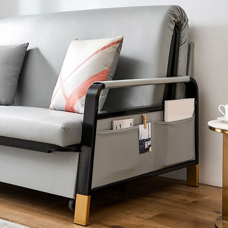 Convertible Bed Sofa with Storage Square Arms Cushion Back Bed Sofa