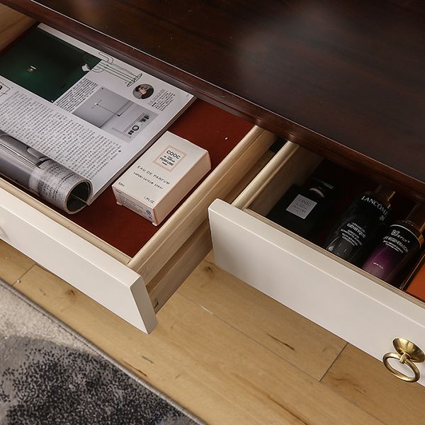 Standing Brown 2-Drawer Bedroom Solid Wood Makeup Vanity Desk Table