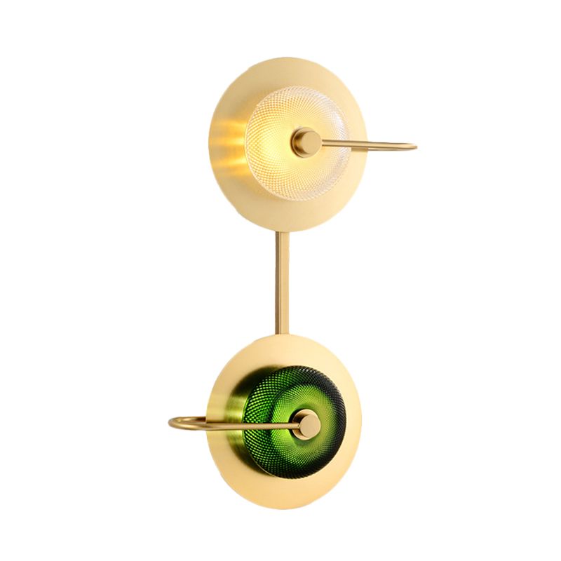 Luce di pannelli con panoramica per ciambella Light e verticale a led da vetro a led da vetro in ottone con dettagli a 2 dischi