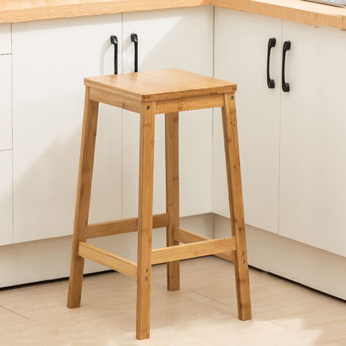 Modern Folding Armless Counter Stool Wood Living Room Bar Stool with Footrest