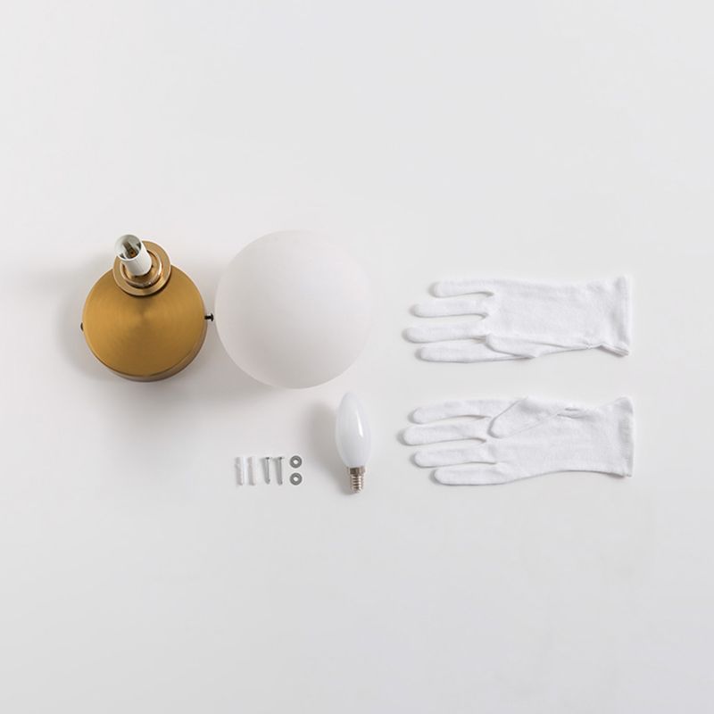 Ball Shade Glass Wall Sconce Modern Style Single Light Wall Mounted Light in Brass
