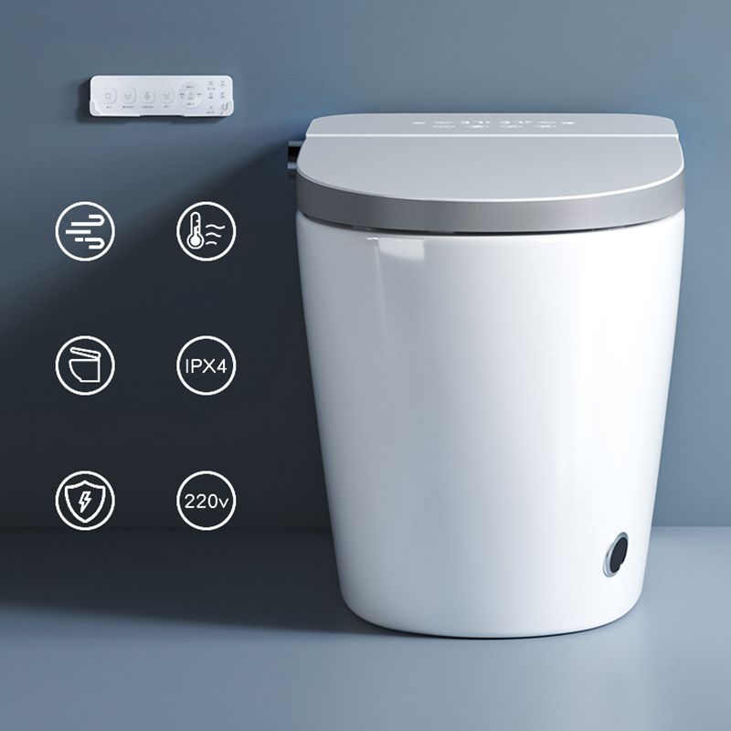 Elongated Smart Toilet White Floor Standing Bidet with Heated Seat