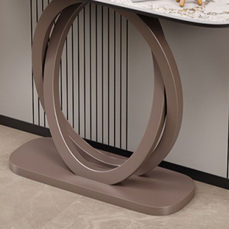 Contemporary Stone Accent Table Half Moon Sofa Console Table for Hall