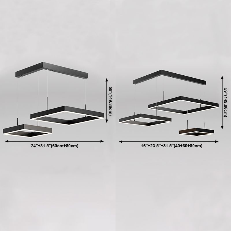 Lampadari a LED moderni a più quadrati lampadario del lampadario lampadario in metallo