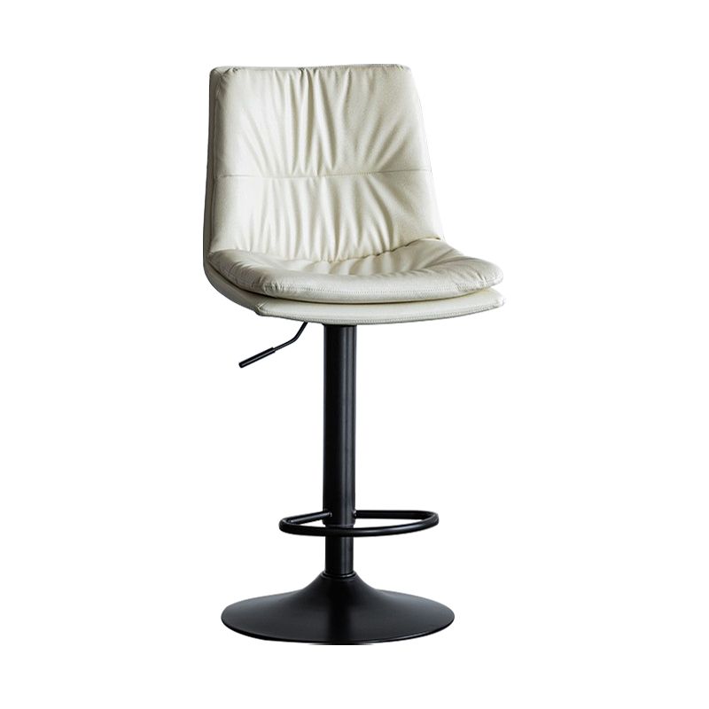 Nordic Indoor Simple Barstool Low Back Iron Tall Stool with Leather Seat