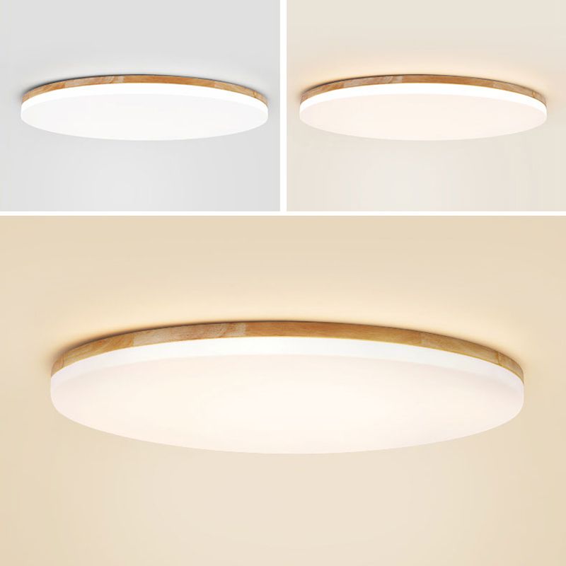 Luz de techo minimalista de madera con montaje empotrado LED circular para dormitorio