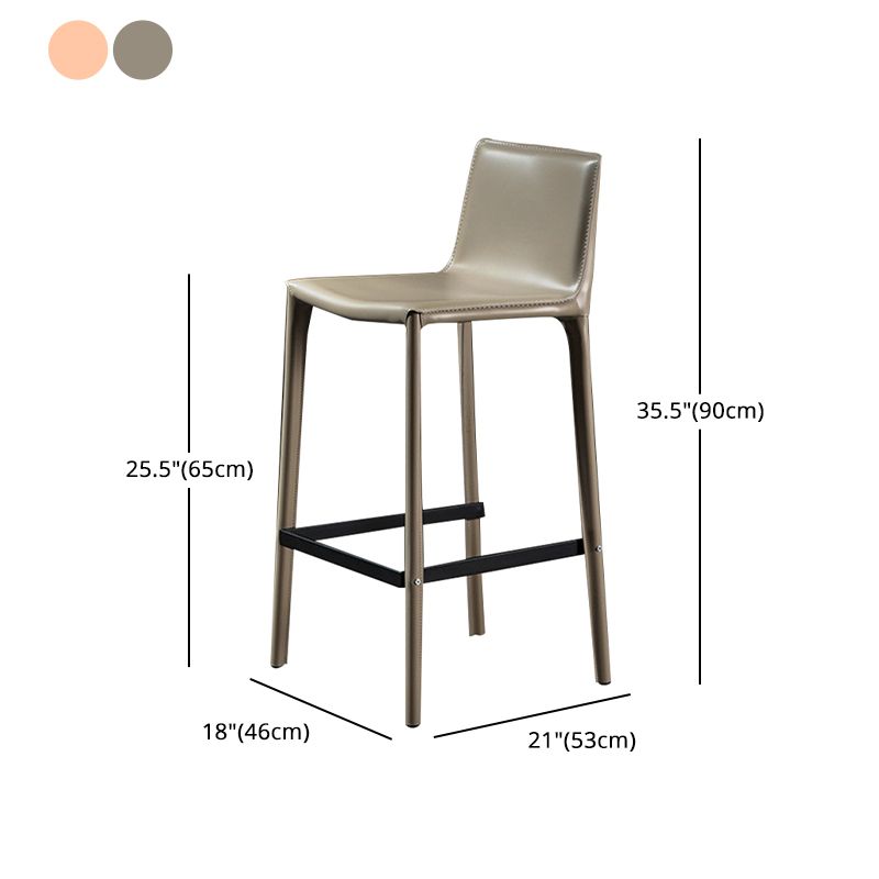 Coffee Shop Low Back Bar Stool Contemporary Leather Square Counter Chair