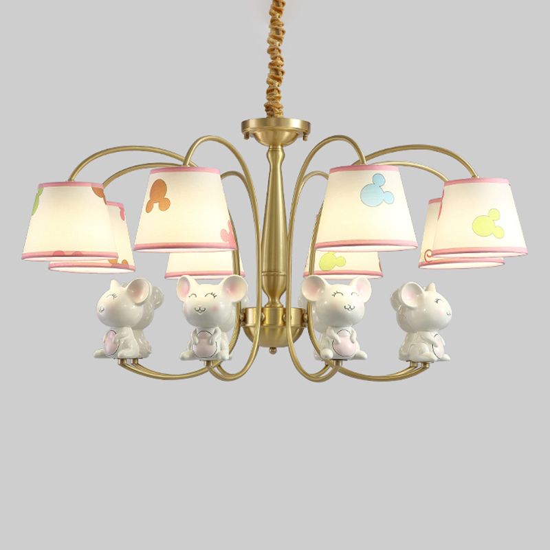 Animal Suspension Light Kids Resin Nursery Chandelier Light with Empire Shade in White
