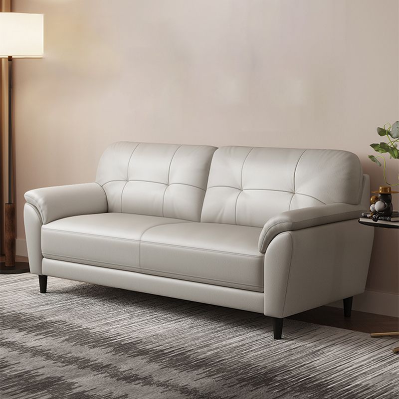 Leather Contemporary Pillow Top Arm Stain Resistant Settee Couch in White