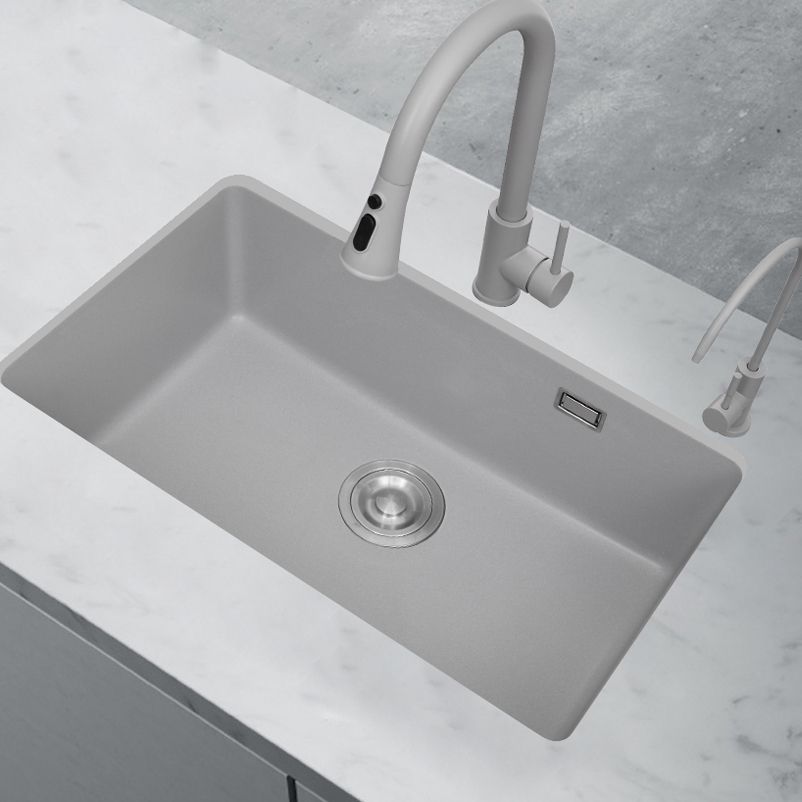 Modern Style Kitchen Sink Overflow Hole Design Drop-In Quartz Kitchen Sink