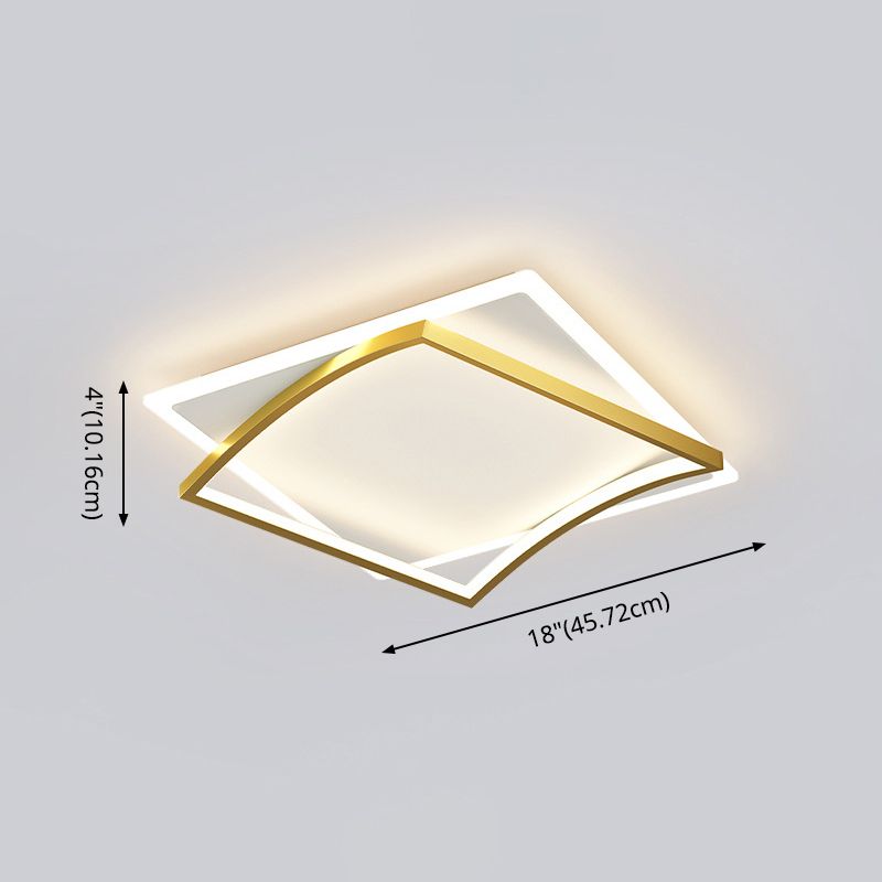 Modern Minimalist Double Geometric Flush Mount Light Metal LED Bedroom Flush Ceiling Light