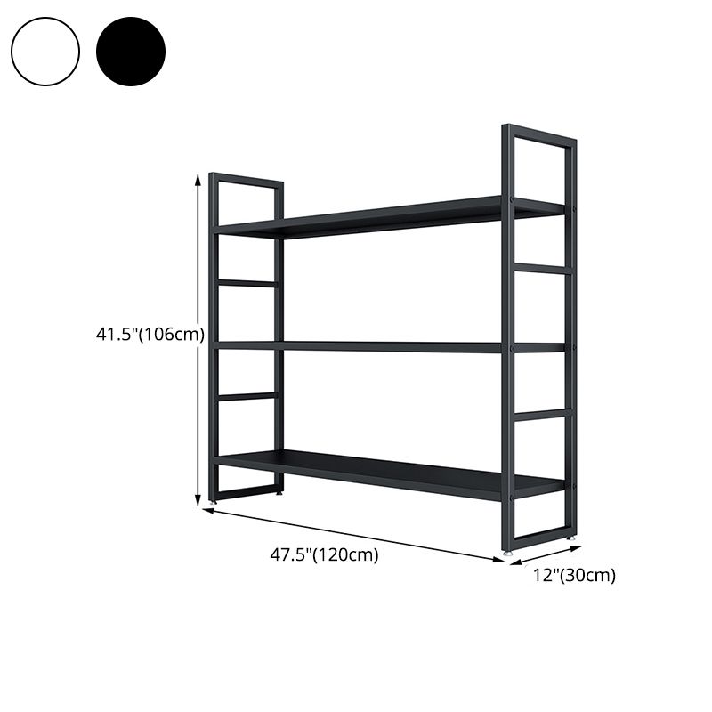 3/4/5-Shelf Iron Etagere Bookshelf Black and White Vertical Bookcase for Living Room