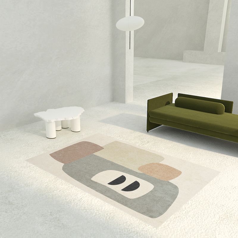 Contemporary Indoor Carpet Contrast Panel Casual PVC Rug StainResistant Washable Area Carpet