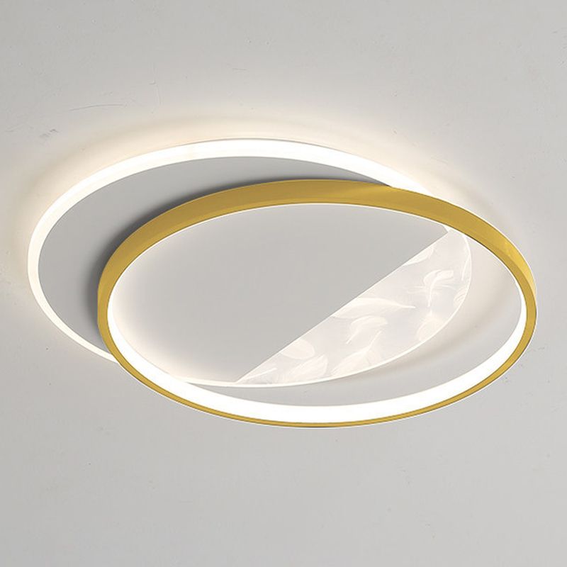 Geometry Shape LED Feather Ceiling Lamp Modern Iron 1 Light Flush Mount for Living Room