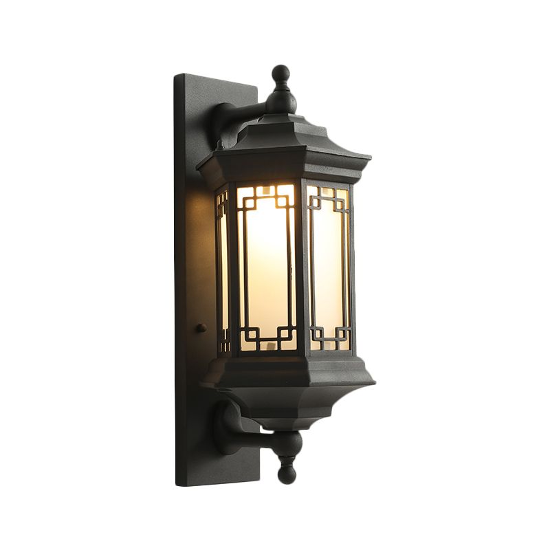 Opaline Glass Black Wall Lighting Ideas Lantern Single Head Classic Flush Wall Sconce