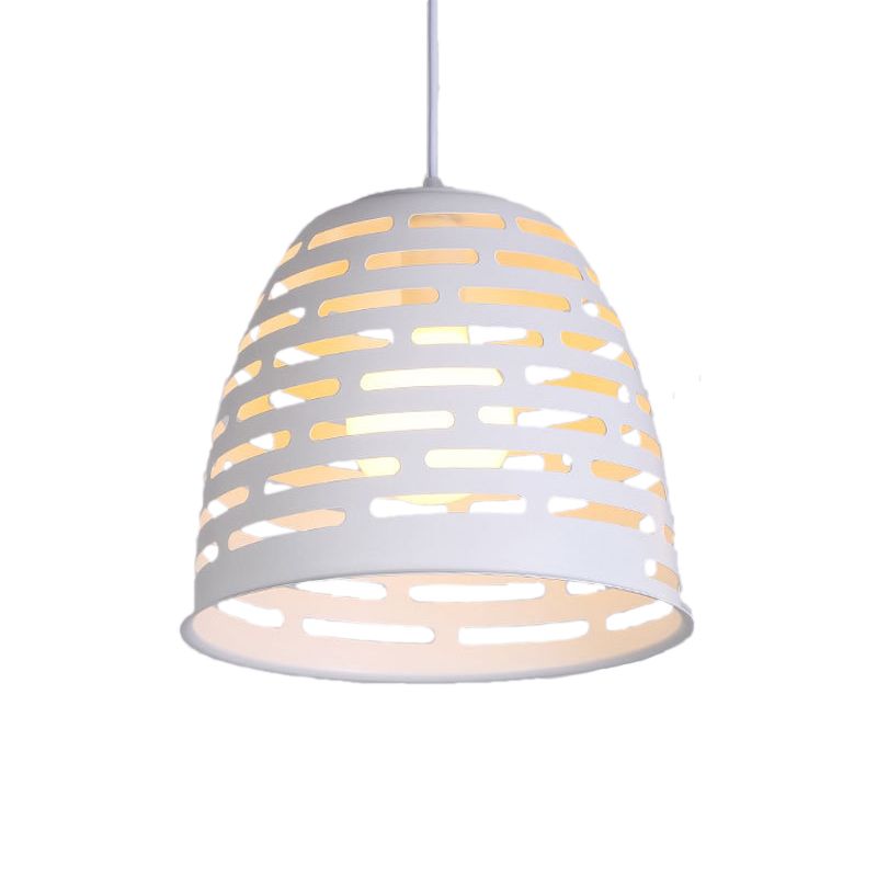 Cloche Cutouts Ceiling Pendant Minimalist Iron Dining Table Suspension Lighting in White