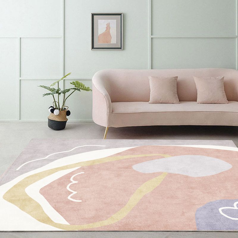 Nordic Rug Beige Polyester Carpet Stain Resistant Rug for Living Room